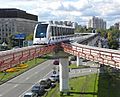 Monorail Moskau - Einfahrt in Station Telezentrum