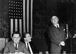Nahum Goldmann, Stephen Wise, Henri Torres at World Jewish Congress conference in New York, June 1942