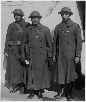 Officers of Famous (African American) Regiment which Arrived Home on the "France". Left to right, . . . - NARA - 533493