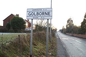 Original cast sign for Golborne on Wigan Road (A573) - geograph.org.uk - 1072207
