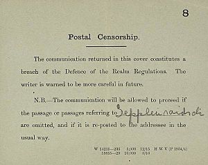 Postal censorship message 1916 IWM Documents.8252
