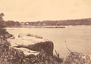 Sydney paddle steamer Ferry PHANTOM at Manly Wharf ca 1870s