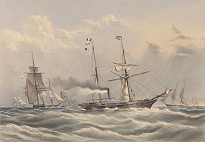 The steam frigate 'Firebrand' and the Experimental Squadron of 1844 RMG PY0917 (cropped)