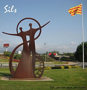 Monument at entrance to Sils