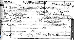 Victor Daniels ("Chief Thunder Cloud") Social Security Application