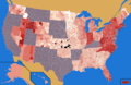 2012 Republican Party presidential primaries by county, vote share for Romney