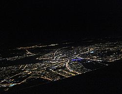 Aerial view of night Belgrade