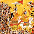 Arjuna and His Charioteer Krishna Confront Karna, crop