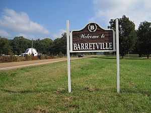 The welcome sign in Barretville