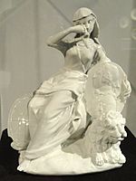 Britannia mourning the death of Frederick, Prince of Wales, c. 1751, St. James's Factory, London, glassy soft-paste porcelain - Gardiner Museum, Toronto - DSC00833