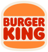 Red text spelling "Burger King" in between two orange semi-circles.