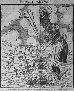Bushnell cartoon about the Japanese victory over the Russian fleet at Port Arthur