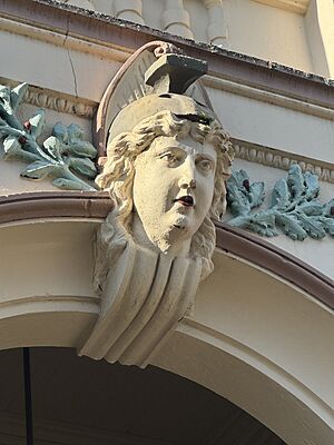 Bust of Minerva above entrance to Maryborough School of Arts