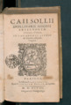 Caii Sollii Apollinaris Sidonii Opera