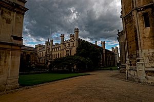 Cambridge - King's College, founded in 1441 - Back Lawn - View NE towards Old Schools' West Range 1867 by Sir George Gilbert Scott