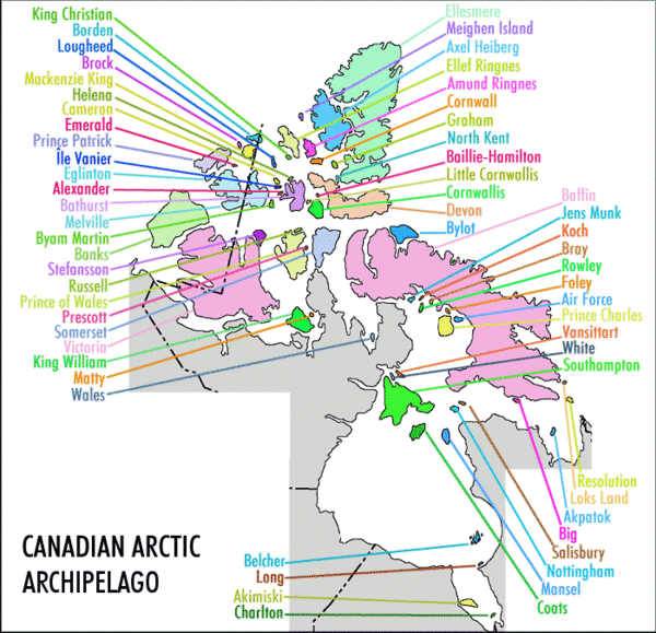 Reference map of Canadian Arctic Archipelago