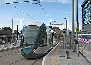 Chilwell- High Road Central College tram stop on opening day (geograph 4633181)