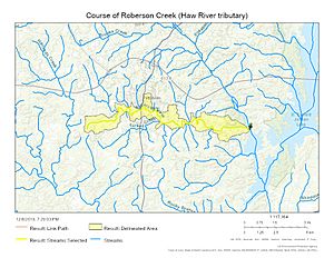 Course of Roberson Creek (Haw River tributary)