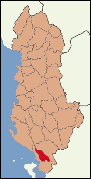 Map showing the district within Albania