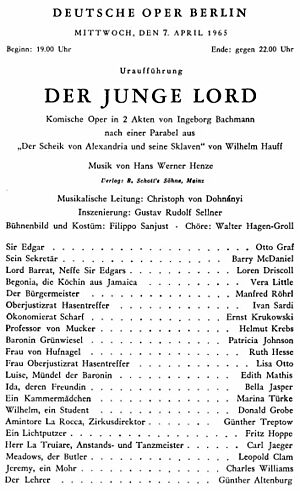 Der junge Lord (Henze) playbill
