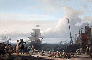 Dutch ships in the roadstead of Texel (the 'Gouden Leeuw' of Cornelis Tromp in the center)(Ludolf Backhuysen, 1671)