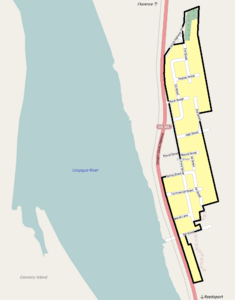 Map of the Gardiner Historic District boundaries.