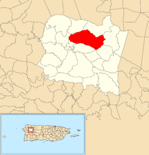 Location of Hoya Mala within the municipality of San Sebastián shown in red