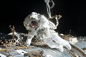 ISS-51 EVA-2 (c) Jack Fischer works outside the Destiny lab