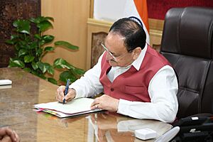 J P Nadda assuming charge as the Union Minister of Health and Family Welfare