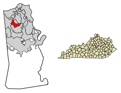 Location of Crestview Hills in Kenton County, Kentucky.