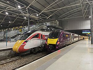 LNER 801 and East Midlands Railway 222001 at Leeds
