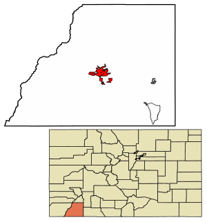 Location of the City of Durango in La Plata County, Colorado.