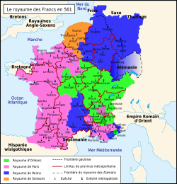 Le royaume des Francs en 561