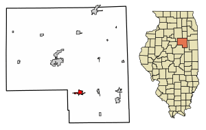 Location of Fairbury in Livingston County, Illinois.