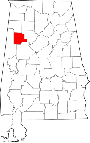 Map of Alabama highlighting Fayette County