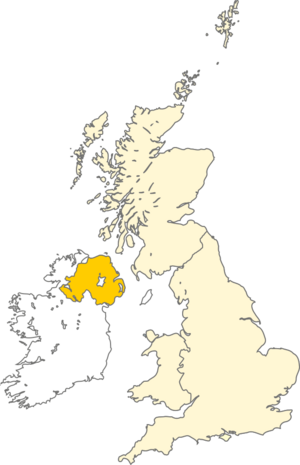 Map of Northern Ireland within the United Kingdom