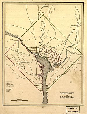 Map of Washington and Alexandria County in 1835