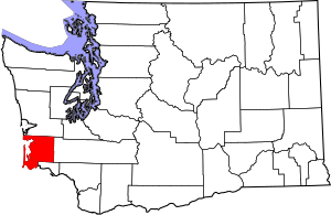 Map of Washington highlighting Pacific County
