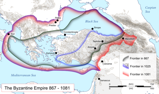 Map of the Byzantine Empire (867-1081)