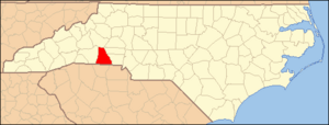 North Carolina Map Highlighting Cleveland County