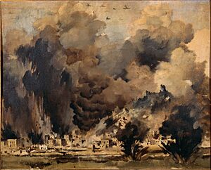 Peter McIntyre, Air raid at Monte Cassino, February 1944 (16291761647)
