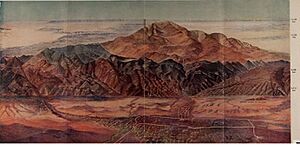 Pike's Peak mountain with Manitou Springs in the foreground.