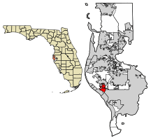 Location of Bay Pines in Pinellas County, Florida.