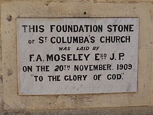 Plaque for St Columba's Presbyterian Church in Peppermint Grove, Western Australia.