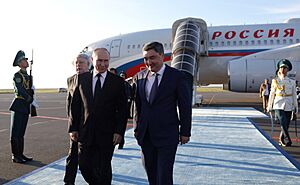 Putin and Oljas Bektenov in Astana (2024-07-03)