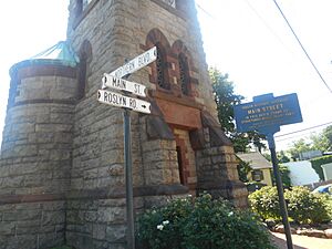 Roslyn Clock Tower; Street Sign-Historic Plaque
