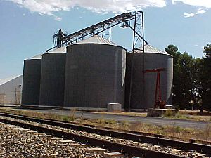 Snowtown silos with tracks
