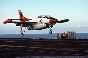 T-2C lands on USS Eisenhower (CVN-69) in 1987.JPEG
