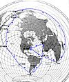 USS Triton SSRN-586 circumnavigation map 1960