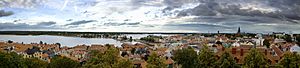 A panorama of Västervik from the roof of St. Gertruds Church.